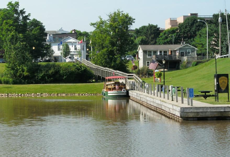 Moor at one of the many docks for a trip into town