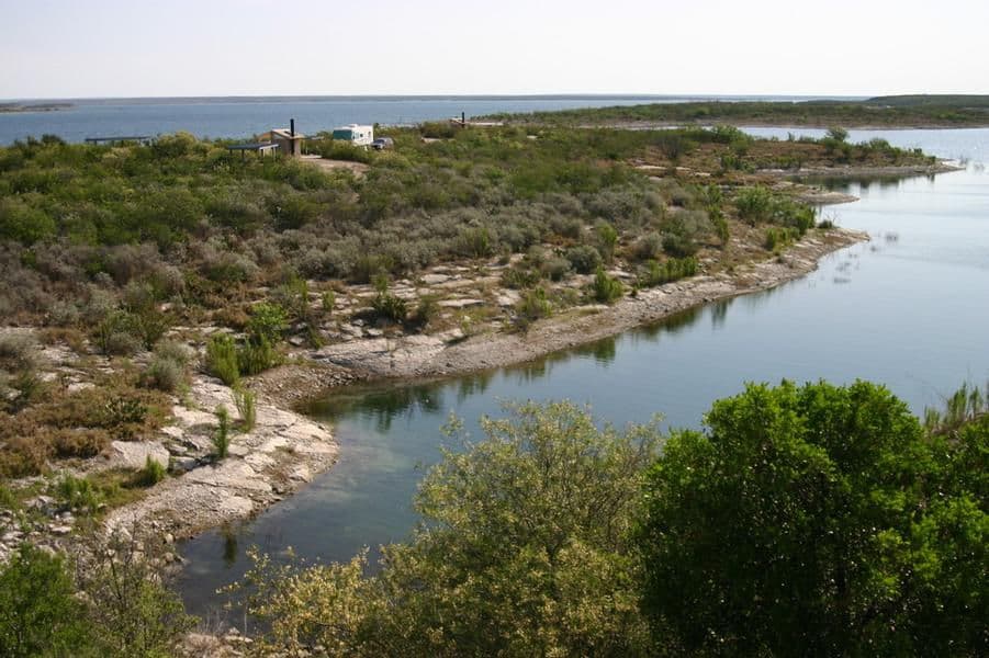 Campsites run right up to the water