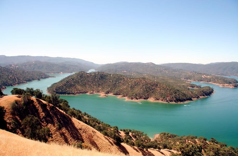 The bending blue waters at Berryessa bring a picturesque view